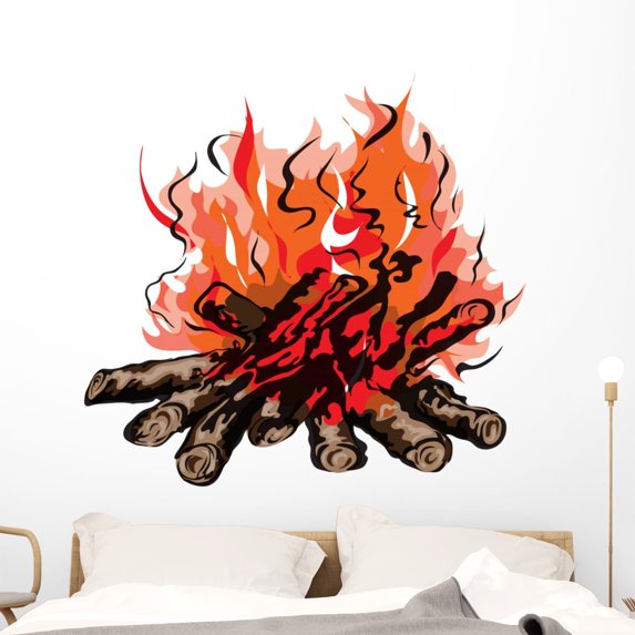 Fire Campfire with Firewood Wall Mural by Wallmonkeys Peel and Stick Graphic (48 in W x 45 in H) WM77003