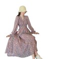 thumbnail image 4 of Vestido floral Mujer Cuello en V Manga larga Cintura alta Vestido casual de gasa, L Methold AP001427-02, 4 of 7