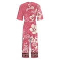 thumbnail image 4 of Edvintorg Jumpsuits for Women 2025 Summer Vintage Floral Printed Short Sleeve V Neck Back Zipper Wide Leg Jumpsuit with Pocket Casual Loose Overalls for Women, 4 of 5