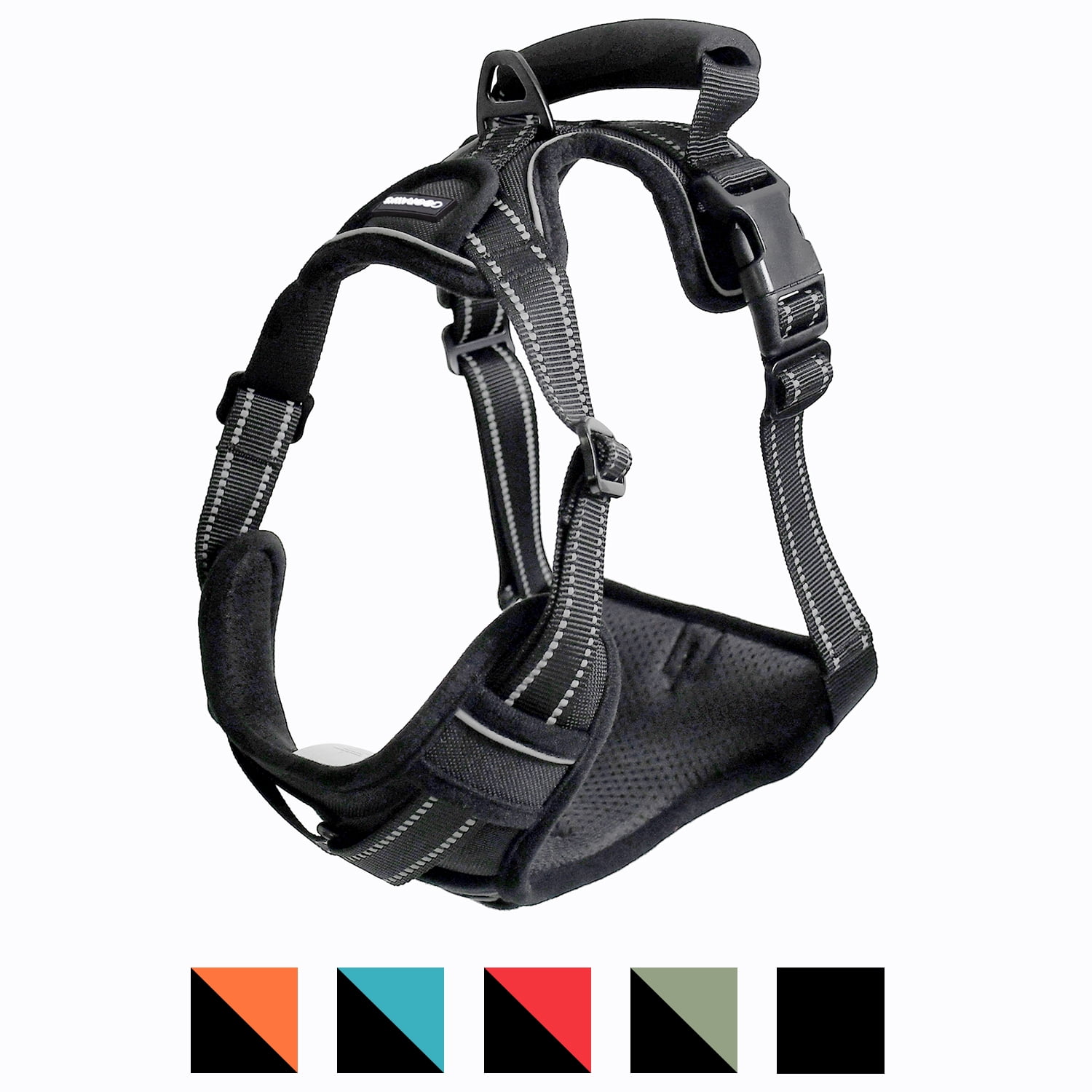 GOOPAWS Padded Reflective Dog Harness, Easy Control Lightweight Dog Harness, Adjustable Outdoor Pet Harness for Small Medium Large Dogs