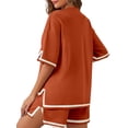 thumbnail image 4 of Women 2 Pieces Knit Sets Short Sleeve Tops & Shorts Suit, 4 of 5
