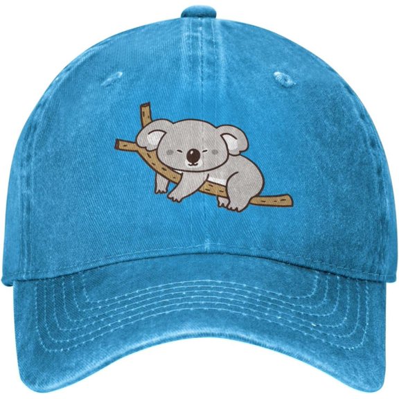 Cartoon Koala Distressed Adjustable Washed Denim Mens Dad Trucker Hat Baseball Ball Cap for Men