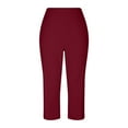 thumbnail image 7 of RPVATI Capri Pants for Women Plus Size, Womens High Waisted Tummy Control Yoga Pants, Pants Capris With Pockets Size Leggings Straight Leg Crop Pant Wine XL, 7 of 7