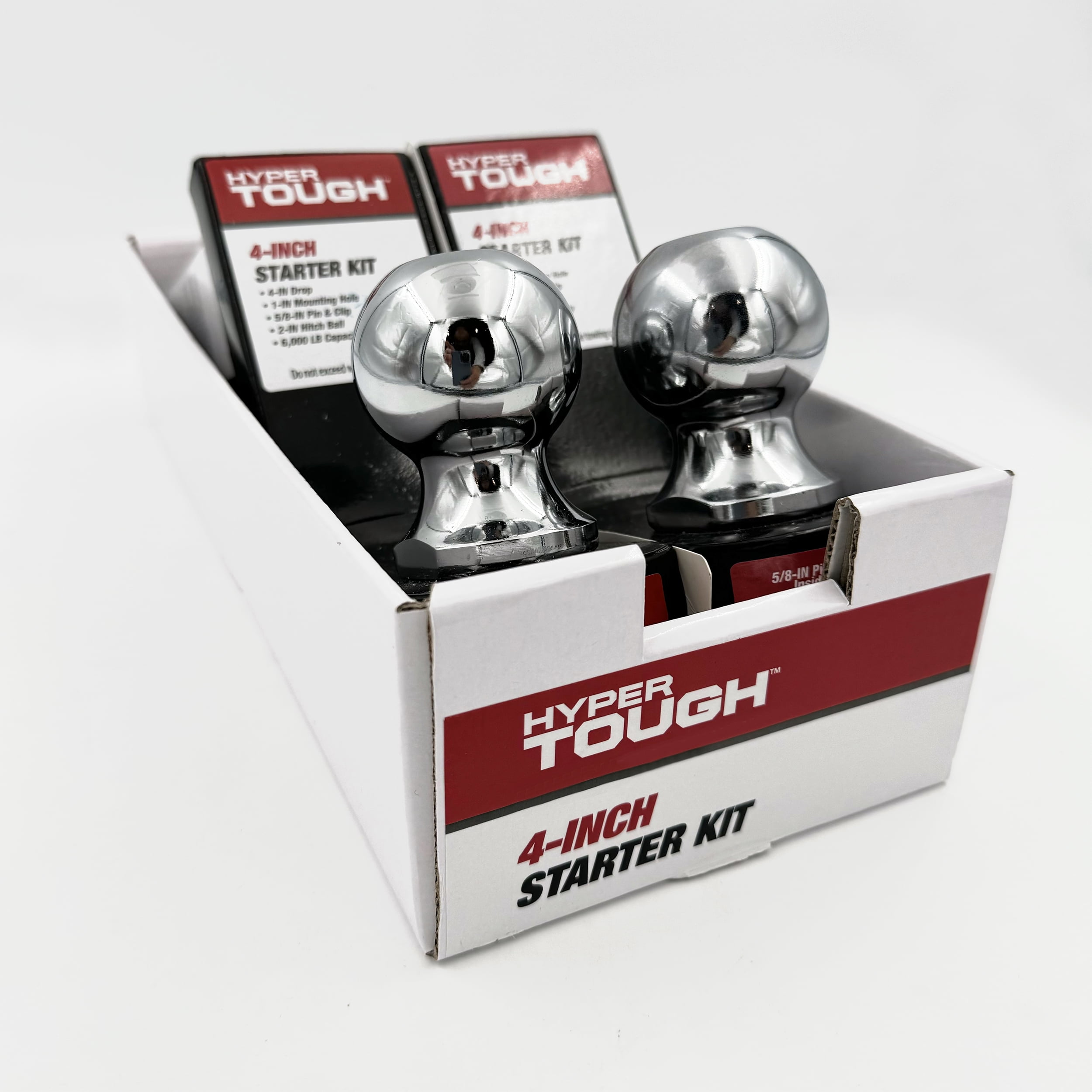 Hyper Tough 4 inch Drop Trailer Hitch Starter Kit, Steel, with 5/8 inch Pin, Class III, Black, 2 inch Ball