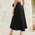 thumbnail image 5 of Abcnature Women's Casual Slit Wrap Asymmetrical Elastic High Waist Maxi Draped Skirt Summer Soft Fit Flowy Handkerchief Hemline Midi Skirt Irregular Hip Pack Solid Skirt Recommend Weight 110 to 121lb, 5 of 6