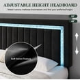 thumbnail image 5 of Amolife King Bed Frame, Platform Bed with Crystal LED Light Velvet Vertical Channel Upholstered Headboard, Black, 5 of 8
