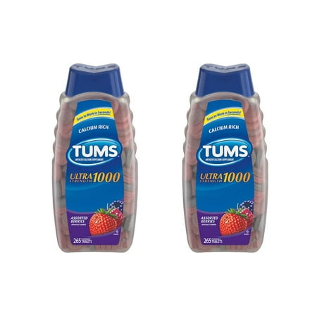 Tums Antacid Assorted Berries Ultra Strength 1000 265 Chewable Tablets - 2 Pack