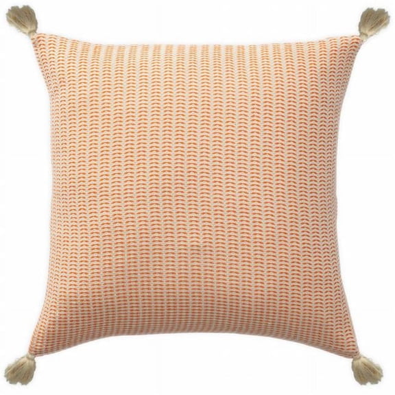 18 x 18 x 18 in. Orange Striped Zippered 100 Percent Cotton Throw Pillow - Set of 2