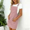 thumbnail image 6 of Qiopertar Corduroy Overall Dress for Women Adjustable Straps Multi-Pocket Jumper Casual Fall Winter Vintage Pinafore Dress, Pink XL, 6 of 7