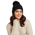 thumbnail image 5 of Sportsman Unisex 12" Pom-Pom Cuffed Beanie, Acrylic Lined Striped Speckled Hat for Winter, (One Size Black), 5 of 5