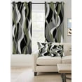 thumbnail image 2 of Fsddascl Sage Green Stripe Blackout Curtains for Bedroom/Living Room, Thermal Insulated Kitchen Curtains, Grey Moire Geometric Modern Abstract Grommet Darkening Window Treatment Drapes 52"x96"x2, 2 of 8