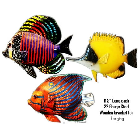 - Tropical Set Of 3 Fishes Laser Cut Out Metal Signs 11.5