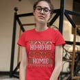 thumbnail image 3 of Tee Hunt Ho-Ho-Ho Homie T-Shirt "Ugly Sweater" Friendship Merry Christmas Women's T-Shirt Tee, Red, X-Large, 3 of 5