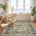 thumbnail image 3 of Design&I 4'x6' Washable Area Rug Flatweave Daily Traffic Ready Fishing Cabin School Waves Icons Clownfish Lake Trout Pinecone Fish Flowing for Dorm Room, Living Apartment, 3 of 7