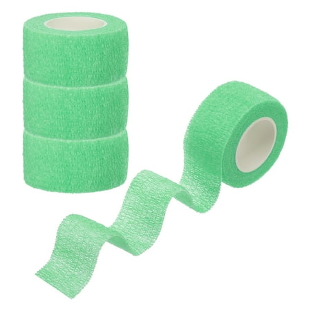 Uxcell 4Pcs Sports Self-Adhesive Tape 2 x5Yards Bandage Wrap Tape Fluorescent Green