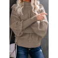 thumbnail image 2 of Sweaters for Women Mock Neck Cable Knit Sweater Ribbed Lantern Sleeve Knitted Pullover Sweater Alsol Lamesa, 2 of 4