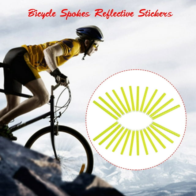 24 Pcs Bâtons de Rayons Réfléchissants pour Roue de Vélo, 75mm ABS & Film Réfléchissant Décoration de Sécurité, Diamètre Intérieur 1.8-2.5mm, Accessoires de Cyclisme de Nuit Haute Visibilité (Jaune)
