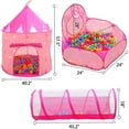 thumbnail image 5 of Wilwolfer 3pc Pink Kids Play Tent Ball Pit for Toddlers Girls with Baby Tunnel Pop up Princess Toys Indoor Outdoor, 5 of 7