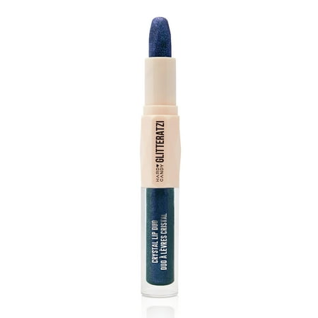Hard Candy Glitteratzi Lip Duo, 2-in-1 Glitter Lipstick & High-Shine Gloss Duo, Black Diamonds, Deep Midnight Blue