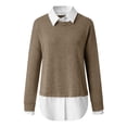 thumbnail image 3 of Only Moment Yellow Long Sleeve Lightweight Knit Tops Crew Neck Soft Lightweight Long Sleeve Sweater, Basic Knit Pullover for Casual Daily Wear, Business, Travel and Everyday Layering 5XL, 3 of 7