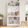 thumbnail image 4 of Harper & Bright Designs Compact Kitchen Pantry, Kitchen Pantry Storage Cabinet with Power Outlet, Tall Farmhouse Kitchen Hutch with Adjustable Shelf for Dining Living Room, White, 4 of 20