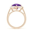thumbnail image 2 of ANGARA Natural Trillion Checker-Cut 2.5 ct Amethyst Overlapping Halo Ring in 14K Rose Gold for Women (Size-10mm) | February Birthstone, Anniversary, Jewelry Gift for Women | Natural Amethyst Ring, 2 of 9