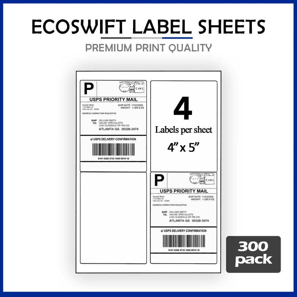 (1200) 4 x 5 EcoSwift Laser/Ink Address Shipping Adhesive Labels 4 per sheet