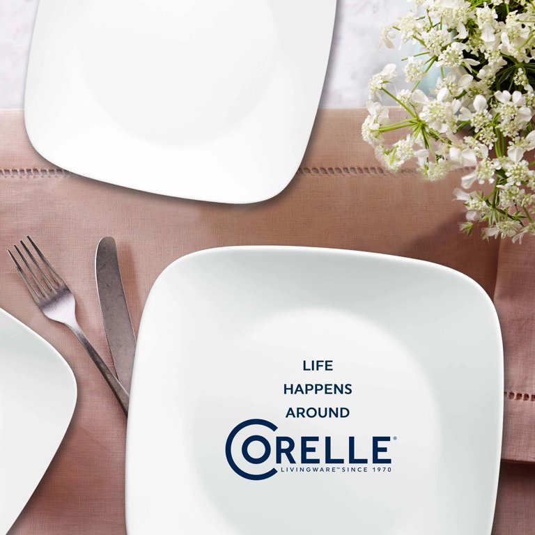 Corelle Vivid White Dinner Dishes Ware, 16-piece Square Set