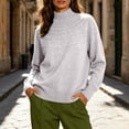 thumbnail image 2 of Womens Cozy Knit Sweater Solid Color Seamless Winter Semi-high Neck Knitted Pullover Long-sleeved Sweater Base Layer, 2 of 7