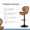 thumbnail image 3 of MOONMISS Modern Adjustable Bar Stool Faux Leather Bar Stool, Brown(Set of 2), 3 of 6