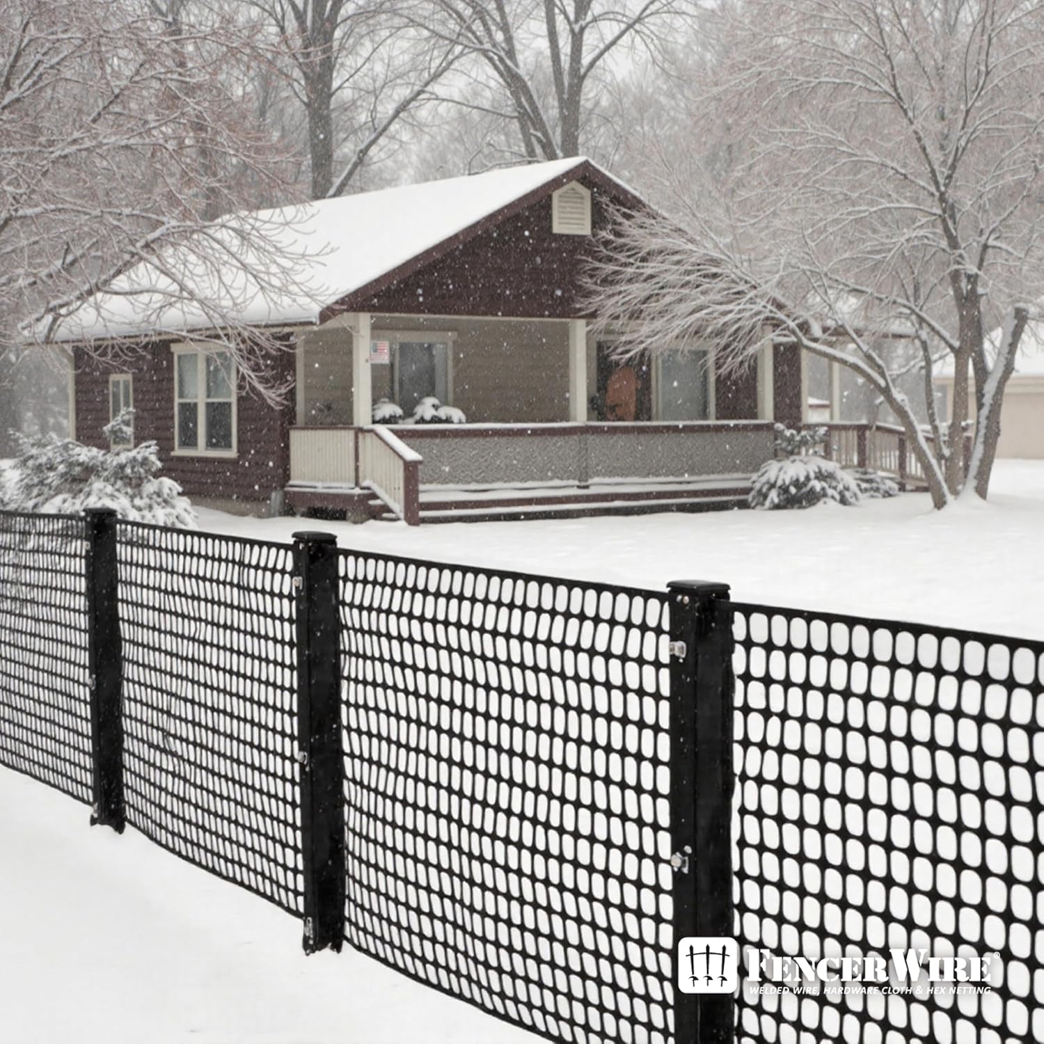 Fencer Wire 4 ft. x 100 ft. Outdoor Snow Fence, Plastic Safety Mesh, Temporary Garden Netting for Poultry, Rabbits, Chicken & Dogs, Opening Mesh Size 1.6" x 1.6" (Black)