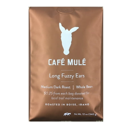 Cafe Mule, Long Fuzzy Ears, Whole Bean Coffee, Medium Dark Roast, 12 oz