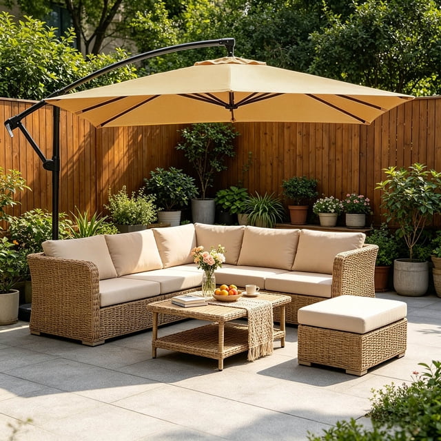 Parasol Rectangulaire de Remplacement pour Patio avec Protection pour Jardin, Cour, Marché