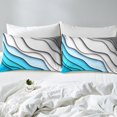 thumbnail image 2 of Erosebridal Blue Stripe Comforter Cover Gradient Grey Bed Set, Minimalism Modern Duvet Cover King Size Sea Ocean Theme Bedding Set, Tropical Beach Bedspread Cover Coastal Farmhouse Decor 3pcs, 2 of 6