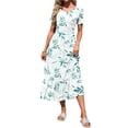 thumbnail image 2 of TARAINYA Summer Dresses for Women Casual Floral Dress Pocketed Flared Hem Midi Beach Sundress, 2 of 8