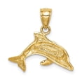 thumbnail image 2 of Auriga Fine Jewelry 14K Yellow Gold Created Opal Dolphin Pendant for Women, 2 of 5