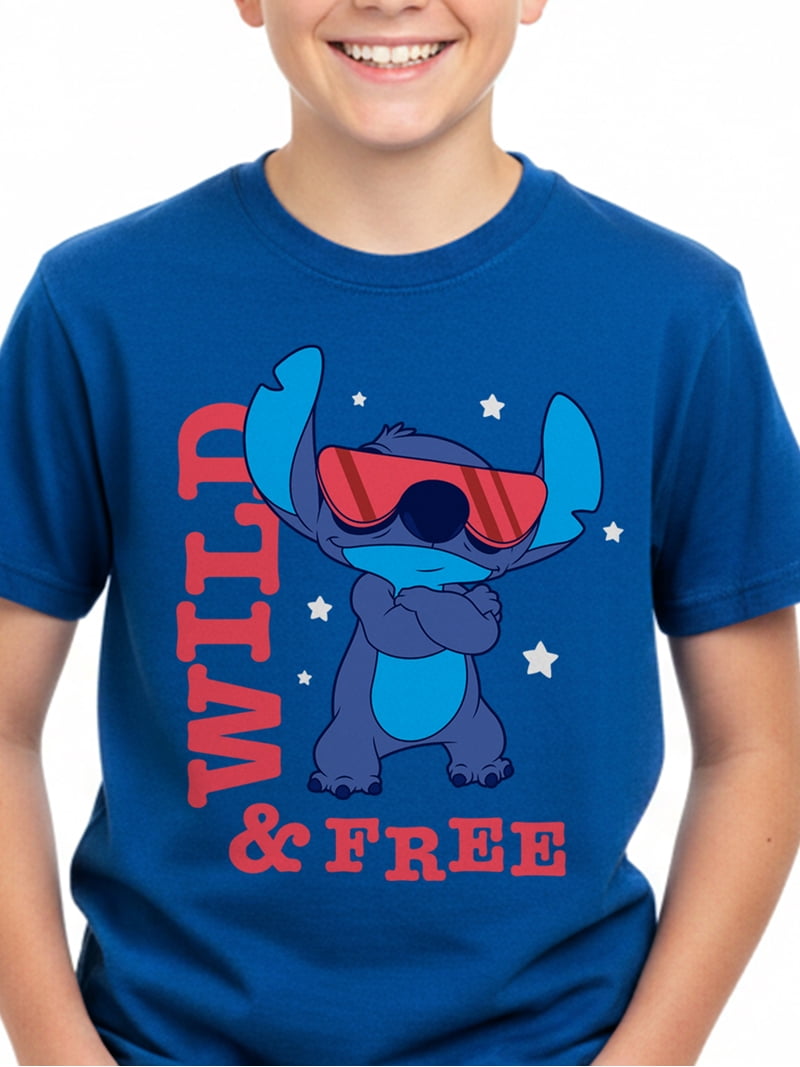 Lilo & Stitch Boys' Graphic Tee with Short Sleeves, Wild