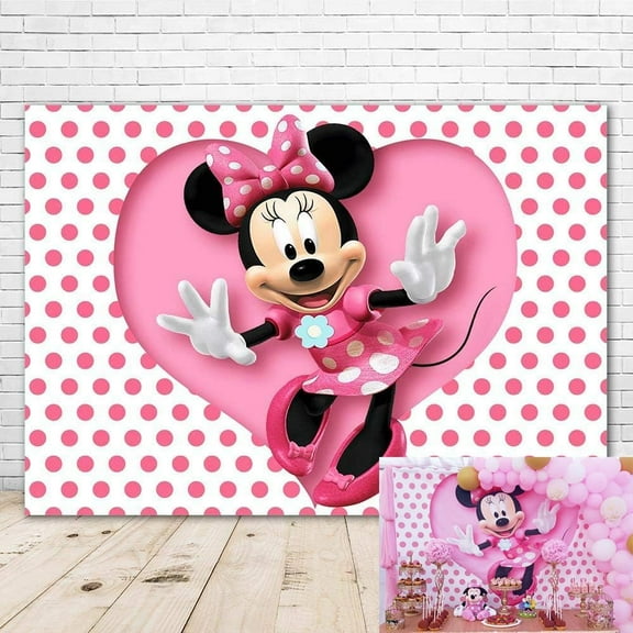 5X3ftShower Backdrop Minnie  White Background Pink Dot with Dancing Backdrops  Photographic Backgrounds