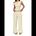 thumbnail image 1 of Conjuntos de Dos Piezas para Mujer, Top Corto Informal de un Solo Hombro, Pantalones Anchos y Conjuntos Y2K A Juego. Amarillo M, 1 of 7