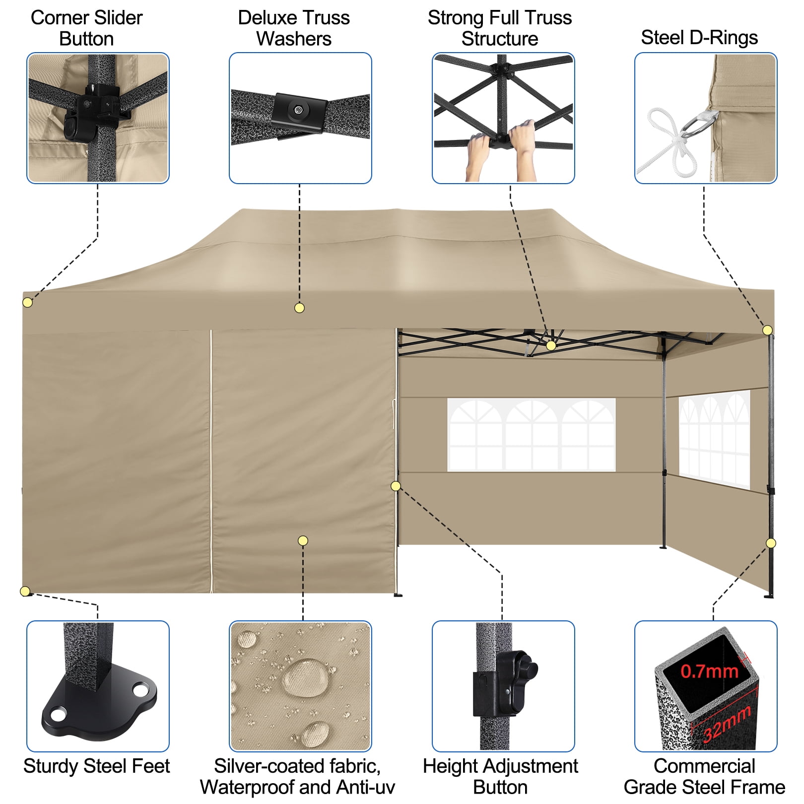 SANOPY 10x20 FT EZ Pop Up Canopy, Waterproof, Adjustable SANOPY 10x20 FT EZ Pop Up Canopy, Waterproof, Adjustable