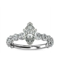 1.35 T.C.W Brilliant Marquise Cut Natural Diamond Latest Design Solitiare with Accents Engagement Ring for Women Solid 18K White Gold Size 3