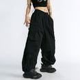 thumbnail image 2 of Xmarks Women's Y2K High Waist Cargo Pants Baggy Straight Leg Cargo Pants Multiple Pockets Streetwear Wide Leg Casual Trousers, M-2XL, 2 of 5