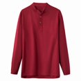 thumbnail image 5 of COSFO Casual Mens Long Sleeve Tee Shirts Cotton Linen Solid Tops Pullover Crew Neck Loose Button Men Classic T-Shirt, 5 of 5