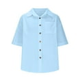 thumbnail image 5 of Uaswgudfs Women's Cotton Oversized Collared Blouse - Button Down Short Sleeve Loose Fit Work Top with Pocket 2025, 5 of 9