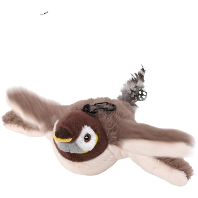 Interactive Plush Sparrow Cat Toy with Smart Chip - Flapping Wings, Shaking Motion & Chirping Sounds for Hunting Instinct Stimulation, Self-Playing & Interactive Modes, Durable Kevlar Wings &