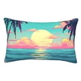 thumbnail image 1 of Balery Retro Palm Beach Sunset Funda de Cojín Estampada, Regalos para Mujeres, Regalos de Amor para Ella, Regalos para Novia o Esposa, Funda de Almohada-14"x20", 1 of 6