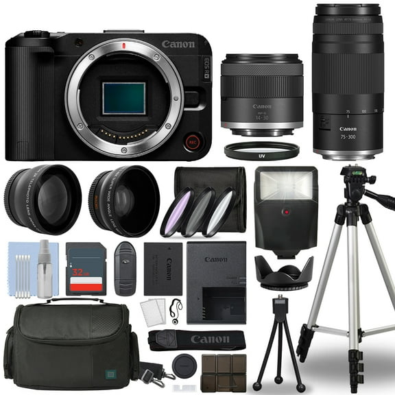 Canon EOS R50 V Mirrorless Camera 4 Lens 14-30mm   75-300mm 32GB Top Value Kit