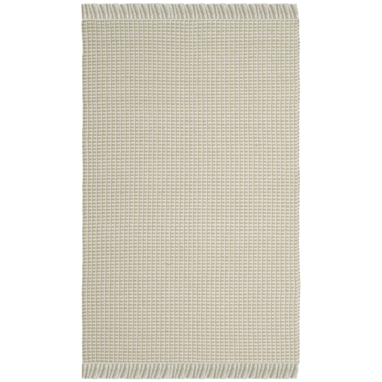 SAFAVIEH Montauk Patton Geometric Cotton Area Rug, Ivory/Green, 6' x 6' Square