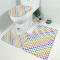 thumbnail image 2 of Colorful Checkerboard Pattern Bathroom Rugs Sets 3 Piece,Toilet Cover Set,Absorbent Non Slip Bathroom Mats Sets with U-Shaped Contour Rug Toilet Rug Set, 2 of 5