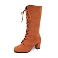 thumbnail image 4 of Women's Mid-Calf Autumn Winter Boots with Round Toe and Thick Flat Sole for Warm Comfortable Everyday Wear, 4 of 7